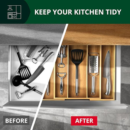 ROYAL CRAFT WOOD Luxury Bamboo Kitchen Drawer Organizer - Silverware Organizer - Utensil Holder and Cutlery Tray with Grooved Drawer Dividers for Flatware and Kitchen Utensils (5 Slot, Natural) - Image 7