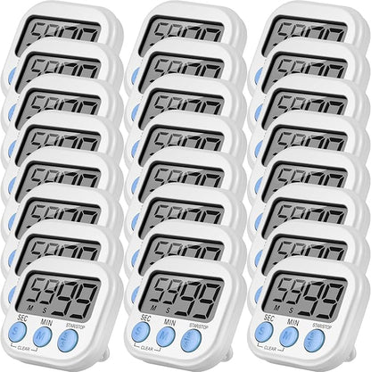 Weewooday 24 Pcs Digital Kitchen Timer Magnetic Timer Bulk On/Off Switch Minute Second Count up Countdown Loud Alarm for Exercise Cook Baking (White) by Weewooday