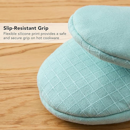 KITCHENAID Gourmet Series Gridlines Mini Oven Mitts 2-Pack Set, Heat Resistant up to 600°F, Soft Silicone Grip, Magnetic Cuff, Mineral Water Aqua, 5.5"x9" - Image 7