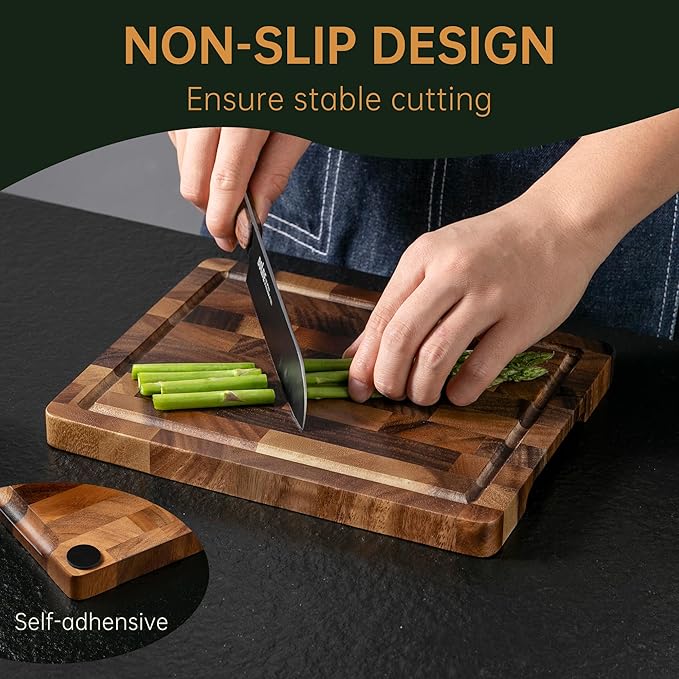 THETCHRY Walnut Wood Small Cutting Board, Compact Chopping Board with Deep Juice Groove, Knife Friendly & Non-Slip Design, 10x8x0.8 Inch for Fruit Cheese Prep - Image 4