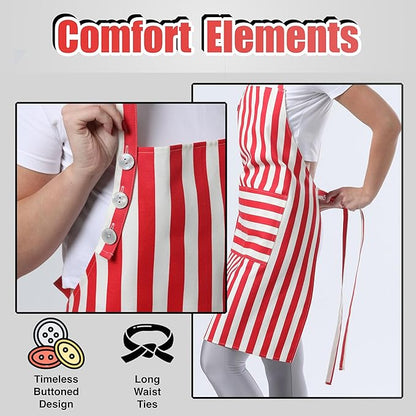 TOSHEX Kitchen Apron Waterdrop Resistant Cotton Apron with adjustable Aprons for Women with Pockets Cooking Apron Chef Apron for Men (1, Red)
