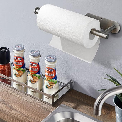 Paper Towel Rolls - for Kitchen, Self-Adhesive Under Cabinet,Both Available in Adhesive and Screws,Stainless Steel Paper Towel Holder Bulk(Grey) - Image 5
