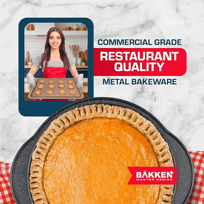 BAKKEN 6-Piece Kitchen Baking Pan Set - Commercial Grade Carbon Steel Bakeware, With Nonstick Coating, Stackable and Space-saving Design, PFOA, PFOS, PTFE Free, Oven Safe (Up To 450°F), Gray Marble - Image 6