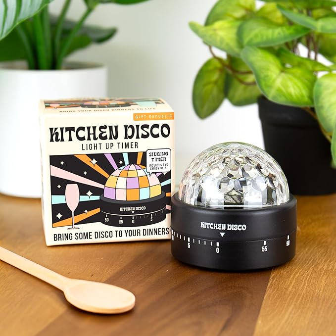 Gift Republic Kitchen Disco Light Up Timer – 60-Minute Countdown, Plays 2 Disco Tunes, Lights Up, Fun Cooking Accessory and Kitchen Gadget for Music Lovers