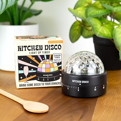 Gift Republic Kitchen Disco Light Up Timer – 60-Minute Countdown, Plays 2 Disco Tunes, Lights Up, Fun Cooking Accessory and Kitchen Gadget for Music Lovers