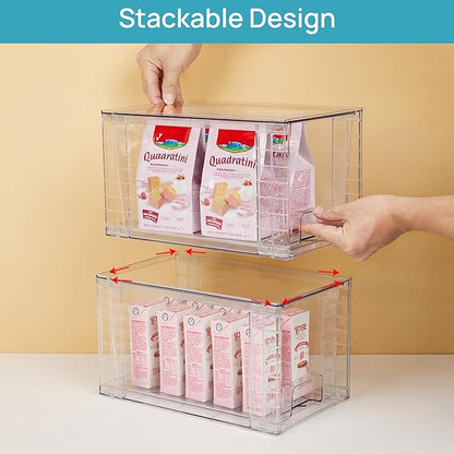 Vtopmart 4Pack Large Stackable Kitchen Pantry Storage Drawers, Clear Organizer Bins with Handles, Acrylic Drawer Organizers for Kitchen Pantry, Bathroom Undersink, Cabinet Organization and Storage - Image 3