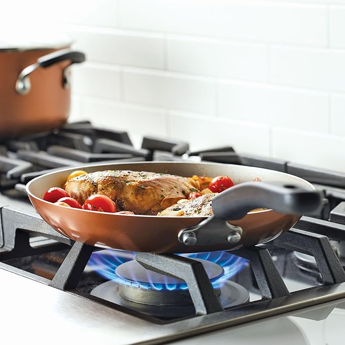 Farberware Cookstart DiamondMax Nonstick Cookware/Pots and Pans Set, Dishwasher Safe, Includes Baking Pan and Cooking Tools, 15 Piece - Copper - Image 11