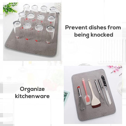 2 Pack Microfiber Dish Drying Mat,Absorbent Dish Drainer Kitchen Counter,Super Absorbent Dish Drying Pads 20×15 Inch Grey - Image 4