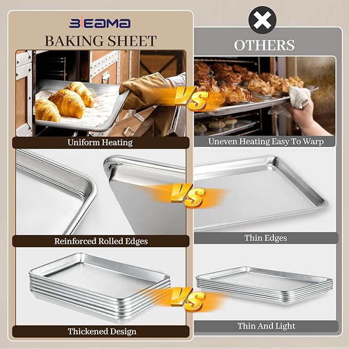 BIEAMA 6 Pack 15" × 21" Baking Sheet Pan Aluminum Commercial cookie sheets for baking - Image 4