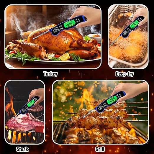 Stocking Stuffers for Men Women Adults: Meat Thermometer Digital, Instant Read Meat Thermometer with Backlight & Magnet for Kitchen, Beef, Grill, Turkey,IP67 Waterproof Cooking Thermometer - Image 3