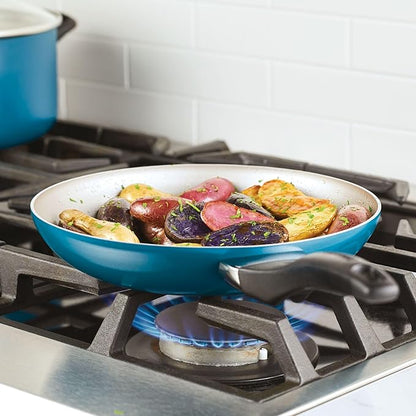 Farberware 20361 Dishwasher Safe Nonstick Cookware Set / Pots and Pans Set - 15 Piece, Blue - Image 6