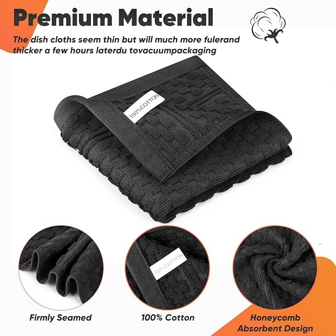 Oven Mitts Kitchen Towels and Dishcloths with Pot Holders Sets, Oven Gloves Hot Pads 500°F Heat Resistant with Silicone Grip, Include 2 Cooking Gloves/2 Potholders/4 Kitchen Towels/4 Dish Towels - Image 7