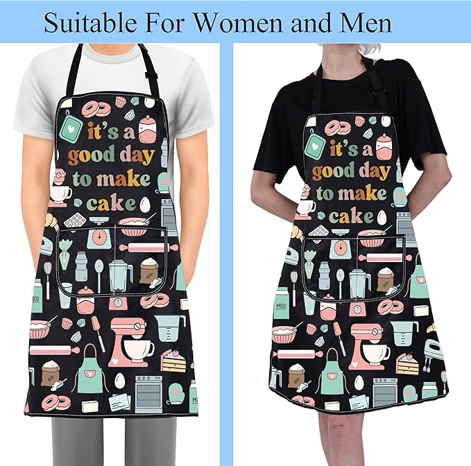 FUSTMW Cake Maker Gifts for Baker Kitchen Baking Apron with Pocket Baker Gifts for Dessert Makers Pastry Chef Apron