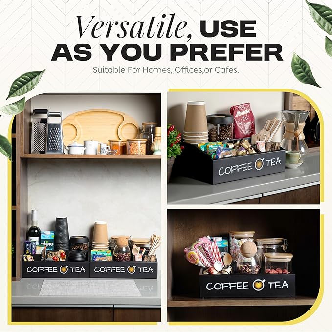 Vinvoli Coffee Station Organizer – Premium 2025 All-in-One Coffee Bar & Tea Organizer for Bar Accessories, Tea Storage, and Decor - Image 3