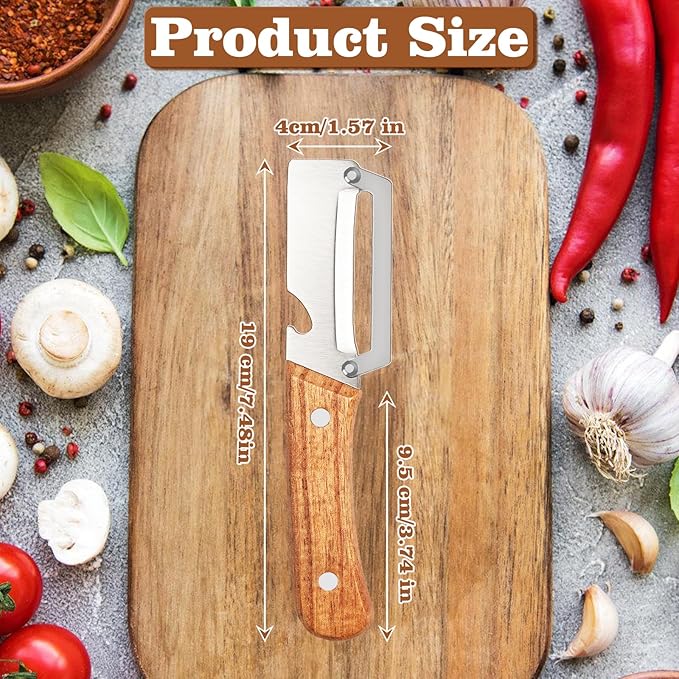 2 Pcs Multifunctional Vegetable Peeler, Stainless Steel Blade Peeler with Wooden Handle, Non-Slip Fruit Peeler for Kitchen - Image 2