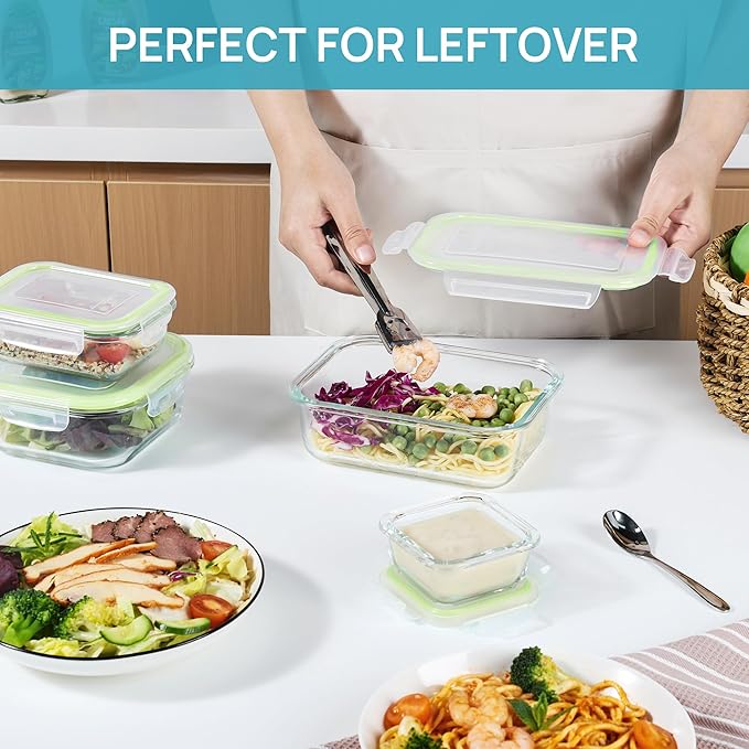 Vtopmart 8 Pack Glass Food Storage Containers with Lids (Grass Green) - Image 5