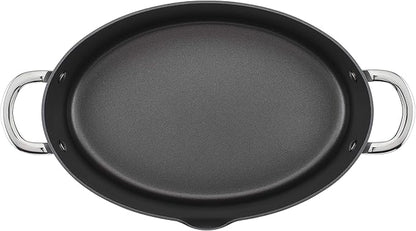 Rachael Ray 80090 Professional Hard Anodized Nonstick Cookware Oval Pasta Pot/Braiser, 8 Quart - Gray