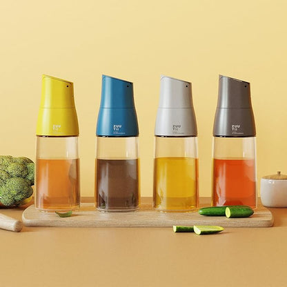 Zuutii Olive Oil Dispenser - Drip Free Spout Bottle for Kitchen Glass Oil and Vinegar Dispenser - Lemon Yellow