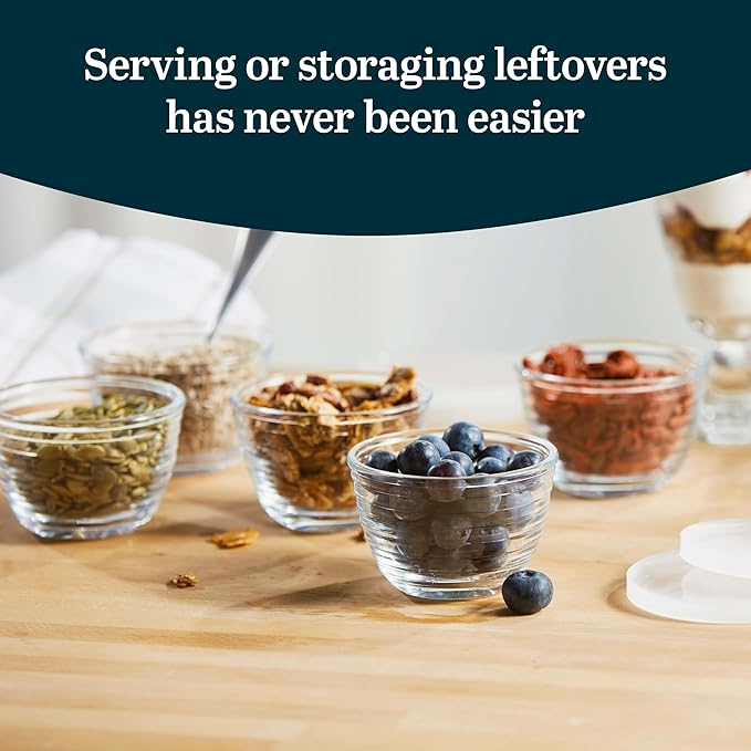 Libbey Small Glass Prep Bowls with Lids, Set of 8, 6.25 oz Small Bowls- Ideal for Leftovers, Meal Prep & Dips, Durable & Dishwasher Safe - Image 2