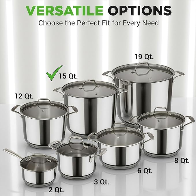 NutriChef 15-Quart Stainless Steel Stock Pot with Tempered Glass Lid - Induction Compatible Large Stockpot, Ideal for Stews & Soups, Dishwasher Safe - NCSP16 - Image 9