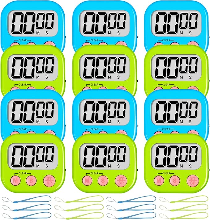 ZILLEEN Classroom Timer for Kids Teachers 12 Pack Digital Tmers, Blue & Green by ZILLEEN