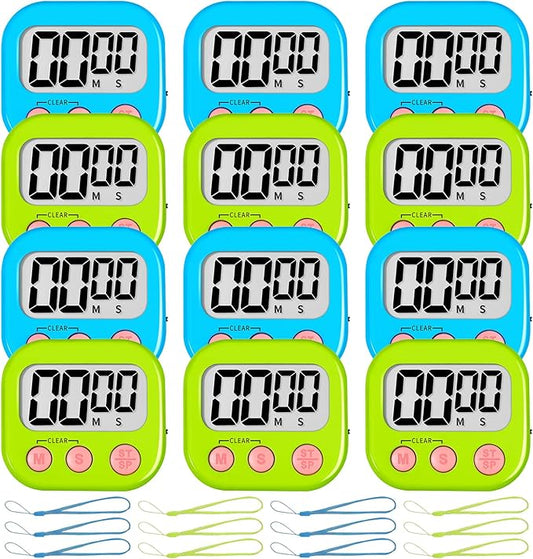 ZILLEEN Classroom Timer for Kids Teachers 12 Pack Digital Tmers, Blue & Green by ZILLEEN