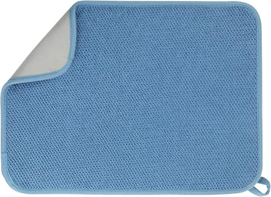 GeeRic Microfiber Dish Drying Mat, Super Absorbent Kitchen Dish Drying Pad for Mother's Day, Reversible Gift Mats for Countertop, 17.8 * 23.6 inch Blue by GeeRic