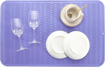 MicoYang Silicone Dish Drying Mat for Multiple Usage,Easy clean,Eco-friendly,Heat-resistant Silicone Mat for Kitchen Counter or Sink,Refrigerator or Drawer Liner Light Purple 3XL 28 inches x 18 inches - Image 8