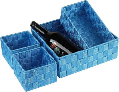 Posprica Woven Storage Baskets for Organizing, Small Black Baskets Cube Bin Container Tote Organizer Divider for Drawer, Closet, Shelf, Dresser, Set of 4(Navy) - Image 4