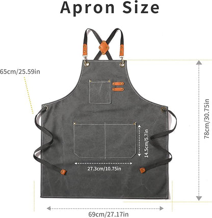 Tosewever Canvas Cross Back Chef Cotton Aprons for Men Women with Large Pockets - Image 6