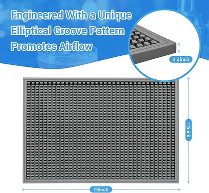 ZJWZLG Bar Mat - Premium 18"X12" Rubber Bar Mats for Countertop, Non-slip Dish Drying Pad & Bartender Mat with for Fast Drying, Ideal Bar Tools for Home Bar, Cocktail Set, And Kitchen Use(Grey)