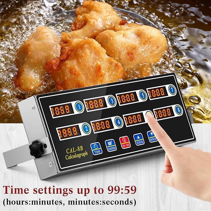Relaxweex 1 Pack Commercial 8 Channel Digital Kitchen Timer, Multi-Countdown Timer with Loud Alarm & Large LCD Display, Wall Mount or Countertop for Restaurant, Fry Station, Baking & Lab Use - Image 4