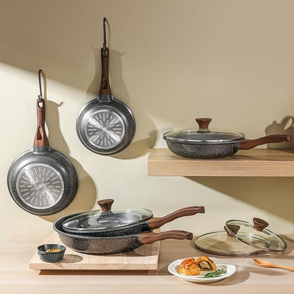 SENSARTE Nonstick Frying Pan Skillets, Swiss Granite Coating Omelette Pans, Healthy Cookware Chef's Pans, Free of Intentionally Added PFOA (8+10 Inch) - Image 8
