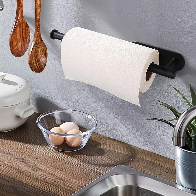 Paper Towel Holders-Blcak,Paper Towels Rolls - for Kitchen,Paper Bulk- Self-Adhesive Under Cabinet,Both Available in Adhesive and Screws,Stainless Steel - Image 3