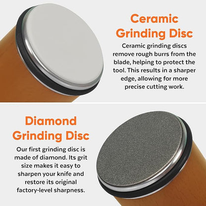 Knife Sharpener Tool – Rolling Knife Sharpener Kit with Diamond & Ceramic Discs, Magnetic 15° & 20° Angle Guide, Manual Kitchen Knife Sharpener for Steel Knives, Ideal Gift - Image 2