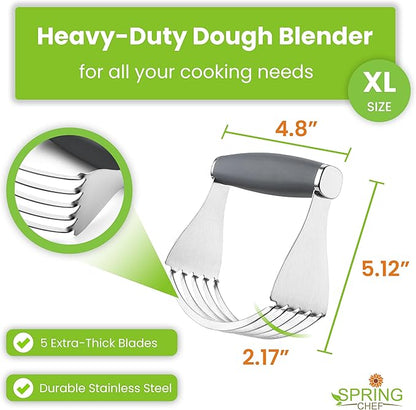 Spring Chef XL Stainless Steel Pastry Cutter Tool for Baking - Heavy Duty Dough Blender - Butter & Dough Cutter Tool with Sharp Blades - Pastry Blender for Easy Mixing - Dishwasher Safe - Gray - Image 3