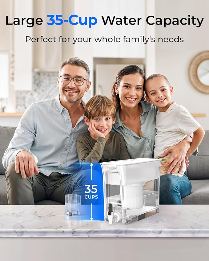 Waterdrop 0 TDS 35-Cup Slim Water Filter Dispenser, Large Capacity, Reduces TDS, Chlorine, PFOA/PFOS and More, BPA Free, White (with 1 Filter) - Image 5