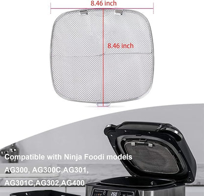 2PCS Stainless Steel Splatter Shield for Ninja Foodi AG301, Replacement Splatter Screen Air Fryer Accessories for Ninja Foodi 5-in-1 Indoor Grill AG300, AG300C,AG301C, AG302, AG400