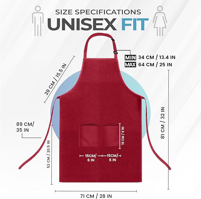 Utopia Kitchen 4 Pack Bib Apron Adjustable with 2 Pockets, Water and Oil Resistant, Cooking Kitchen Chef Apron for Women Men - Image 2