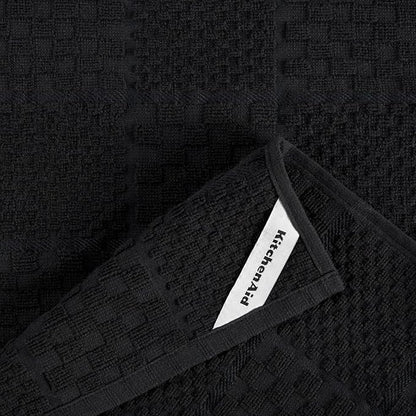 KitchenAid Quilted Cotton Terry Cloth Oven Mitt, Pot Holder, Kitchen Towel 4-Pack Set, Heat Resistant, Silicone Grip, Gift Set, Matte Black, 16"x26", 7"x13" & 7"x10" - Image 8