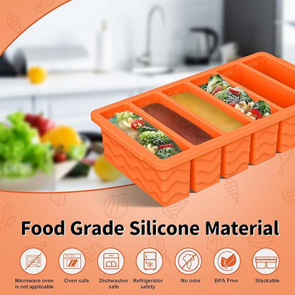 2-Pack Silicone Freezer Trays with Lid, 2 Large 2-Cup(500ml) & 6 Small 1/2-Cup(125ml) Soup Freezer Container Molds, Ice Cube Tray For Meal Prep & Freezing Soup, Stews, Sauces, Oven & Dishwasher-Safe - Image 2
