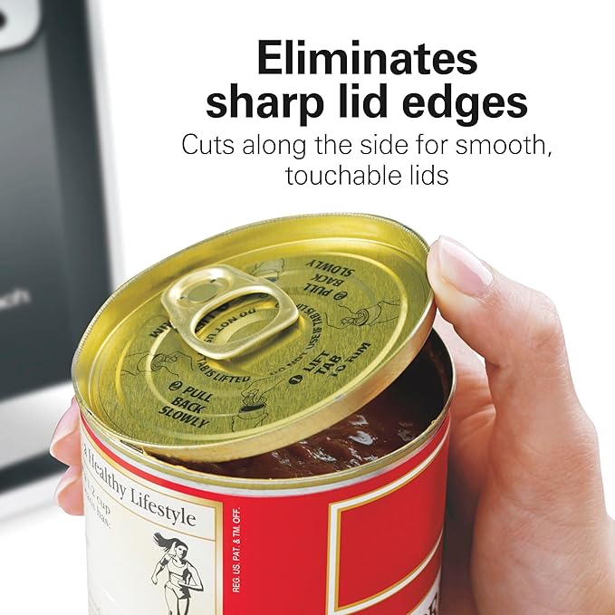 Hamilton Beach Smooth Edge Electric Automatic Can Opener for Kitchen with Easy Push Down Lever,Extra Tall,Includes Stainless Steel Scissors,Black and Chrome (76607),(Pack of 2) - Image 2