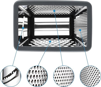 Spring Chef Professional Cheese Grater - Stainless Steel Box Grater for Kitchen, XL Size, 4 Sides - Perfect Shredder for Parmesan Cheese, Carrot, Potato, Ginger - Dishwasher Safe - Gray - Image 9
