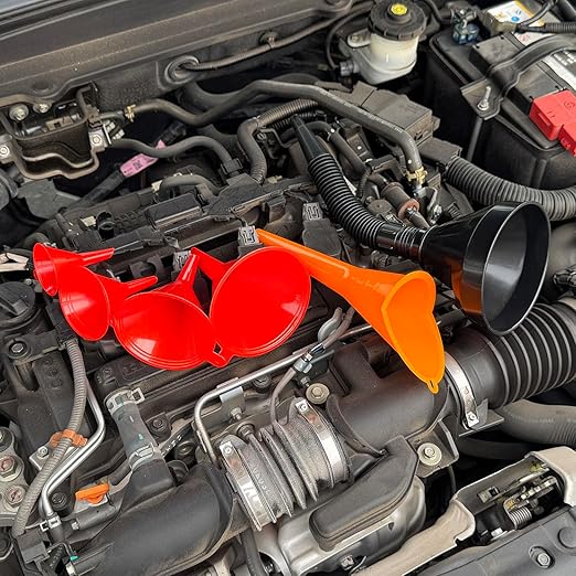 6 Pcs Automotive Oil Funnel Set – Wide Mouth Fuel Funnels with Long Neck, Flexible Spout & Removable Filter – for Gasoline, Coolant, Water, Engine Oil - Image 2