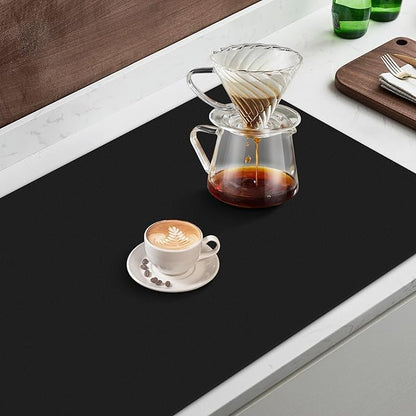 WISELIFE Coffee Mat Super Absorbent Dish Drying Mat Bar Accessories Match with Coffee Machine Large Drying Mats for Kitchen Counter 16" W x 24" L, Black - Image 5