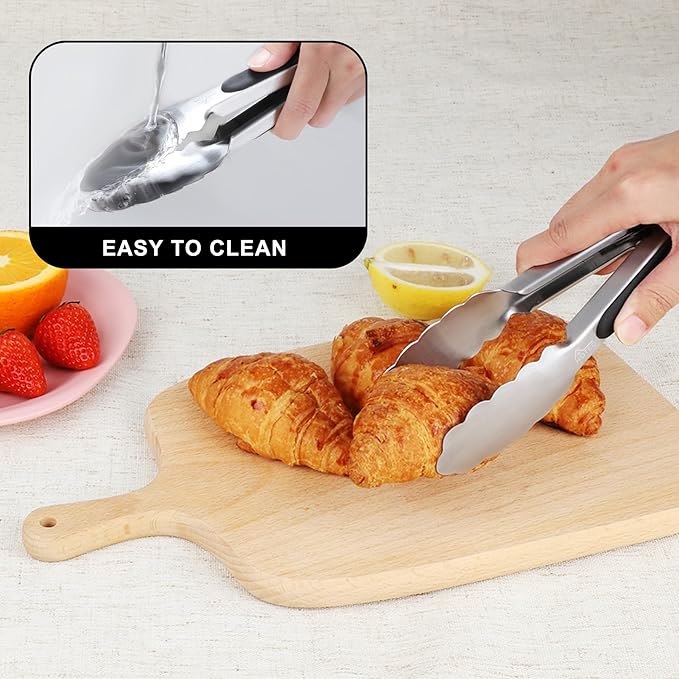 Hotec Mini Stainless Steel Kitchen Tongs for Cooking - 7-Inch Small Serving Tongs Metal Food Tongs Non-Slip Grip - Image 7