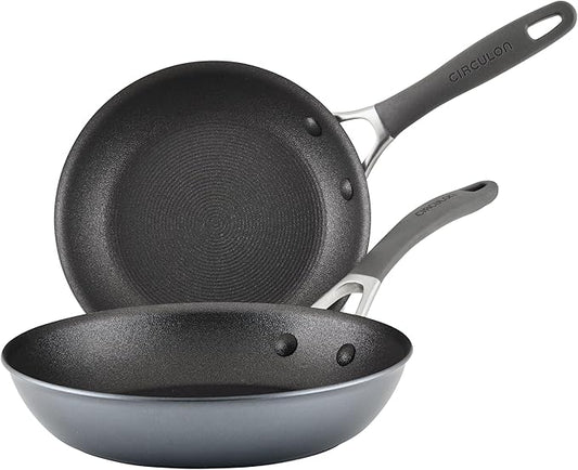 Circulon A1 Series with ScratchDefense Nonstick Induction 8.5-Inch and 10-Inch Frying Pan Set, Induction Cookware, 2-Piece, Graphite by Circulon