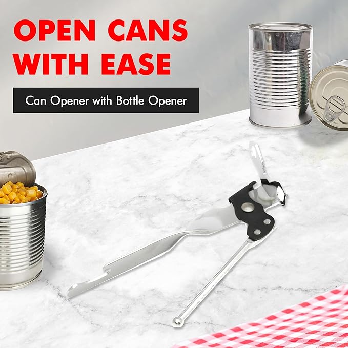 Chef Craft Select Can Opener with Bottle Opener, 7 Inch, Chrome, Nickle Plated - Image 2