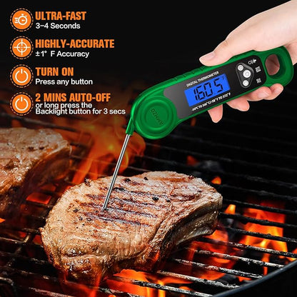 AMMZO Digital Meat Thermometer for Grilling, Candy Thermometer Instant Read Food Thermometer Waterproof with Backlight for Cooking, Deep Fry, BBQ, Grill, Smoker and Roast (Green) - Image 2
