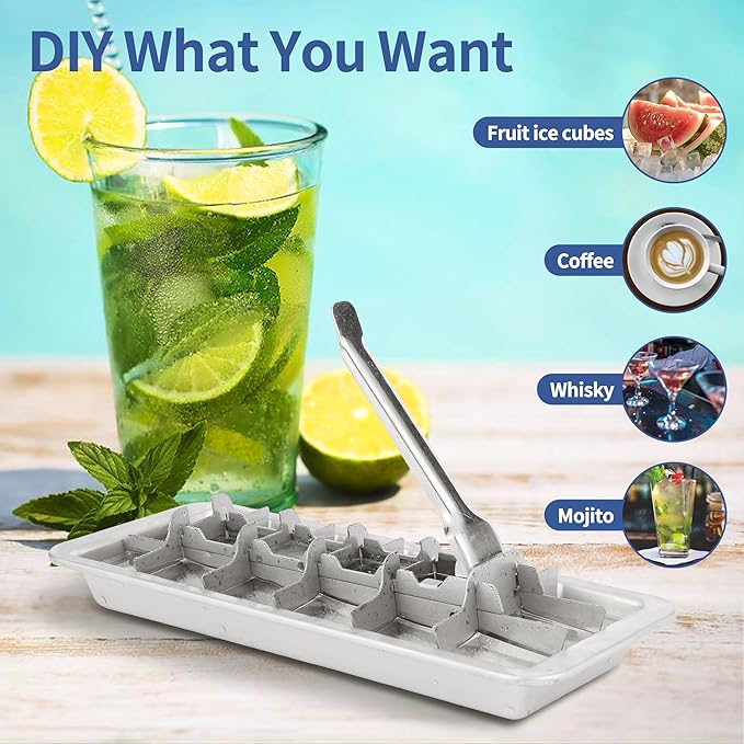 Stainless Steel Ice Cube Trays for Freezer, 18-Slot Vintage Inspired Design Metal Ice Cube Trays with Removable Tray, Easy Release Handle, Dishwasher Safe for Bars, Kitchens & Frozen Foods
